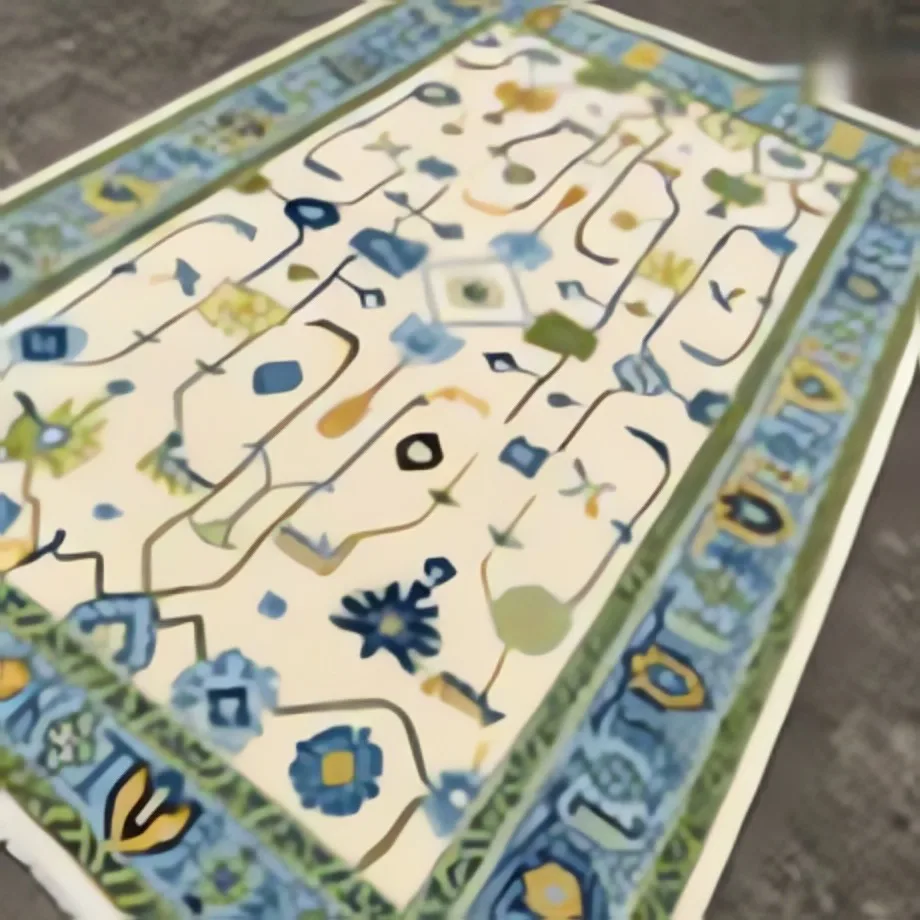 Azure Heritage Floral Rug — full rug