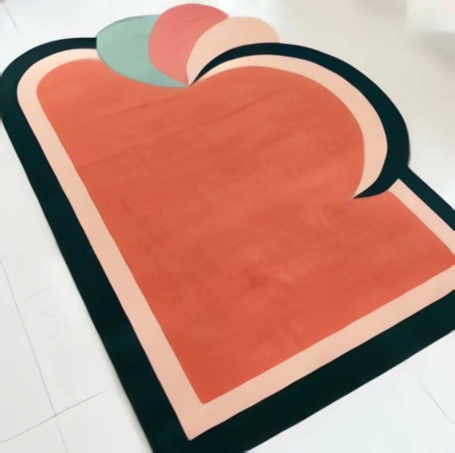 Hand Knotted 80s Style Terracotta Coral Peach Rug — full rug
