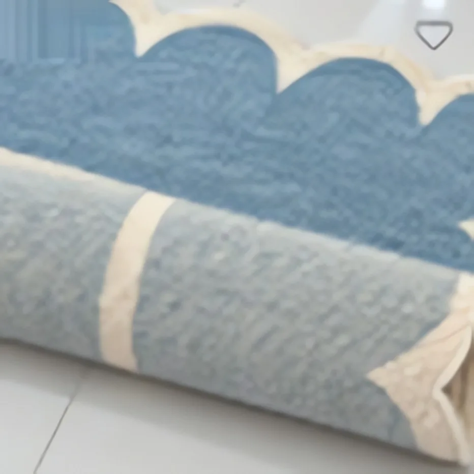 Serene Sky Blue Scalloped Rug — close-up